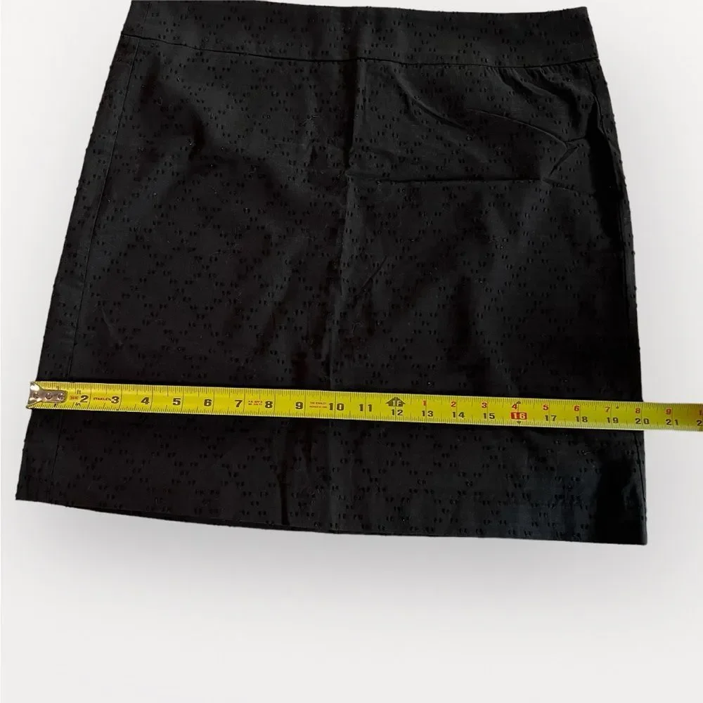Loft Mini Skirt Skirt Polka Dot Texture Womens Sz. 6 Petite Black Zip Preppy - Picture 7 of 7